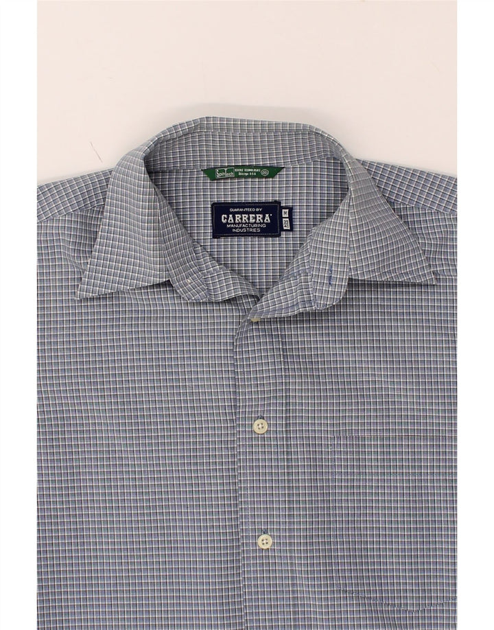 CARRERA Mens Shirt Size 39/40 Medium Blue Check Cotton Vintage Carrera and Second-Hand Carrera from Messina Hembry 
