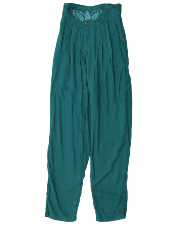 Vintage Womens High Waist Pegged Casual Trousers UK 6 XS W28 L29 Blue