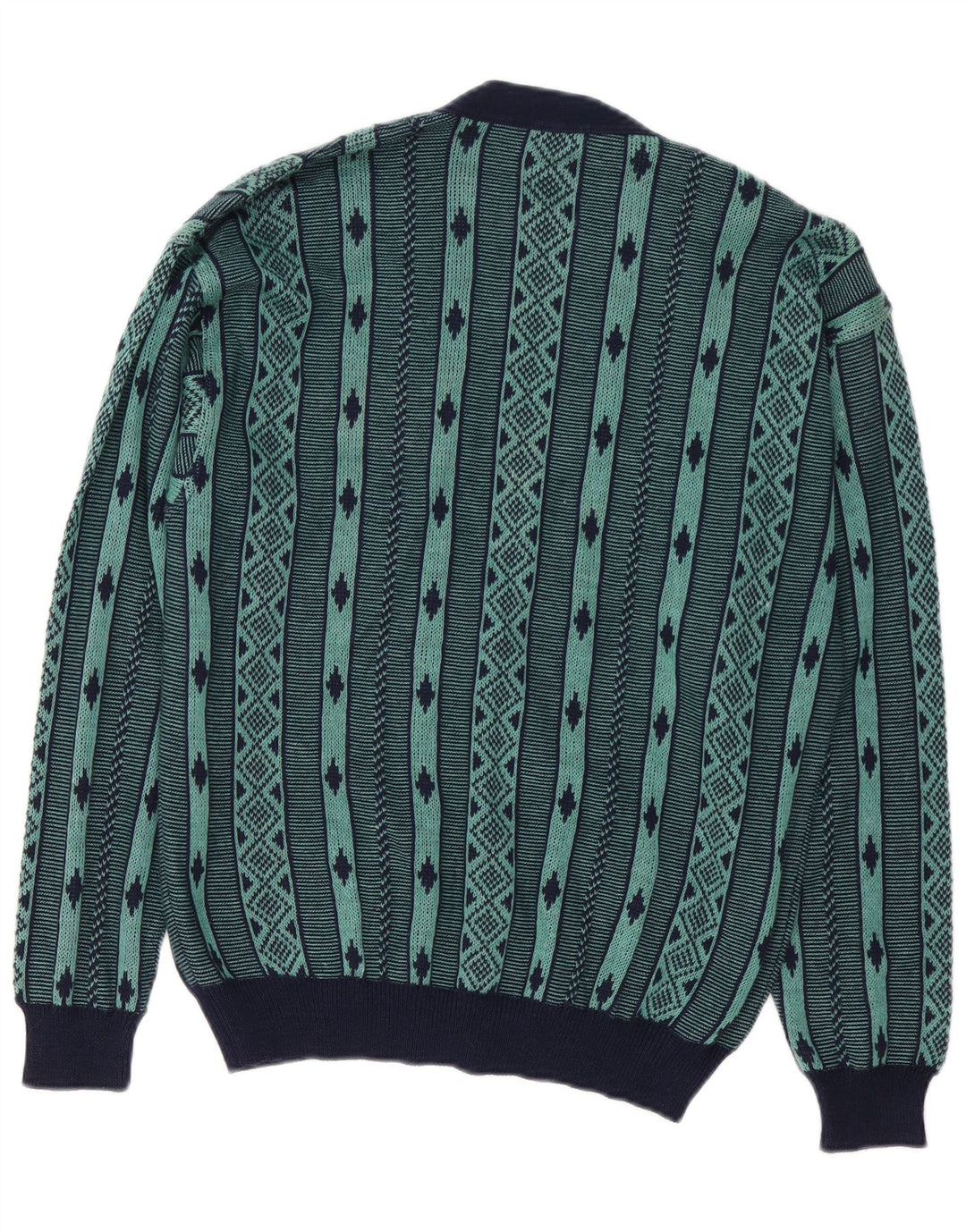 DALMINE Pull Cardigan Homme Vert Moyen Géométrique Coton