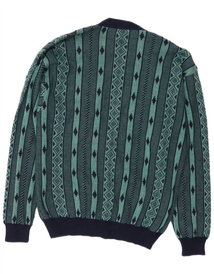DALMINE Pull Cardigan Homme Vert Moyen Géométrique Coton