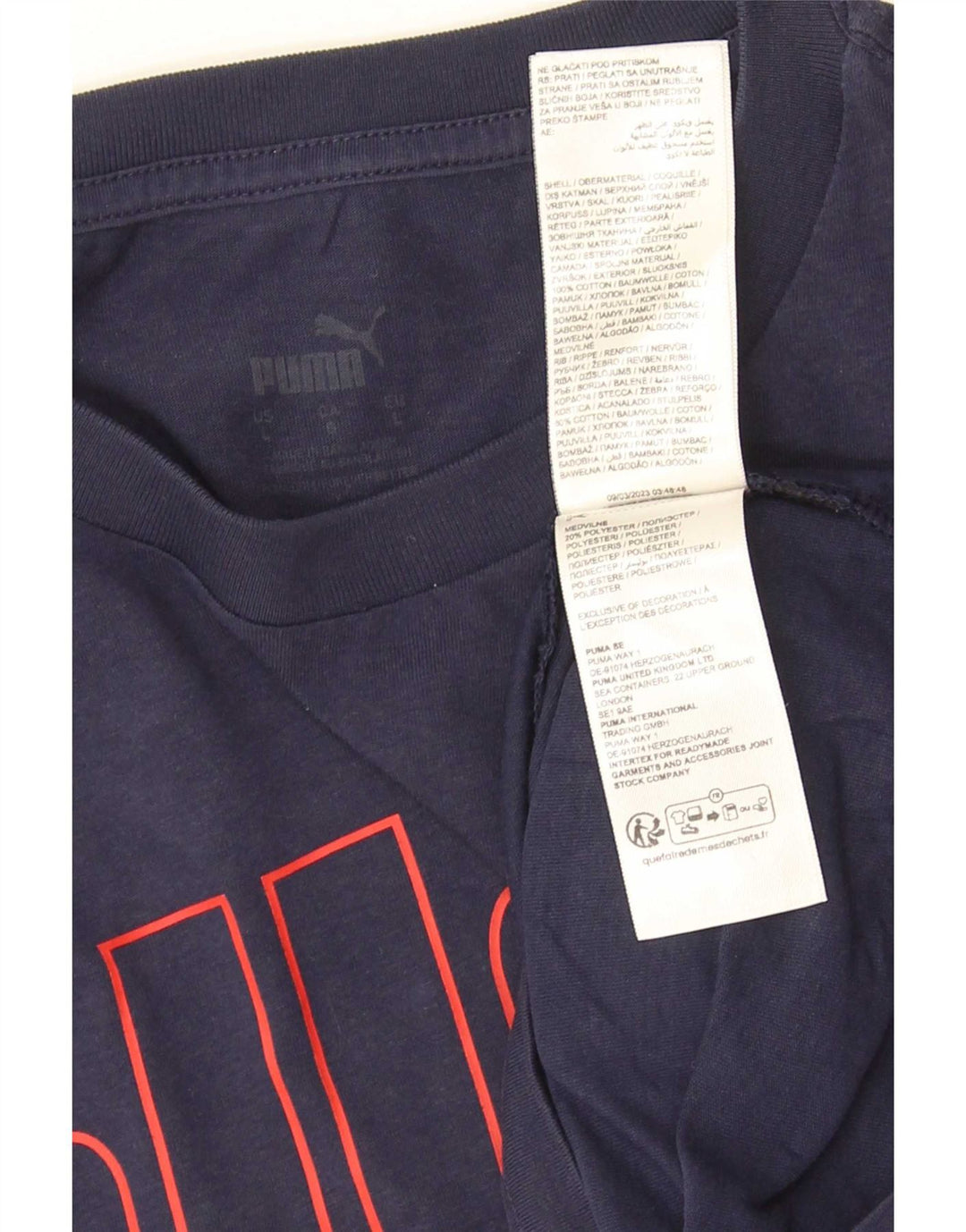 Puma T-shirt graphique pour hommes, grand, bleu marine, coton