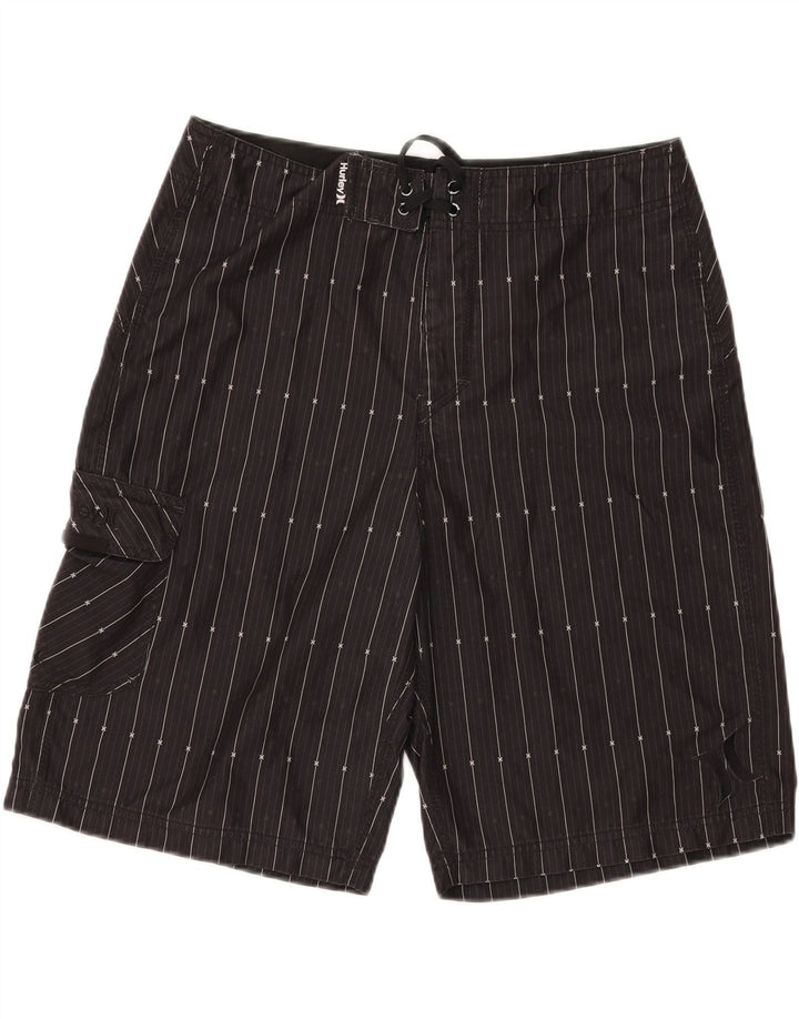 HURLEY Mens Swimming Shorts Medium  Black Striped Polyester Vintage Hurley and Second-Hand Hurley from Messina Hembry 