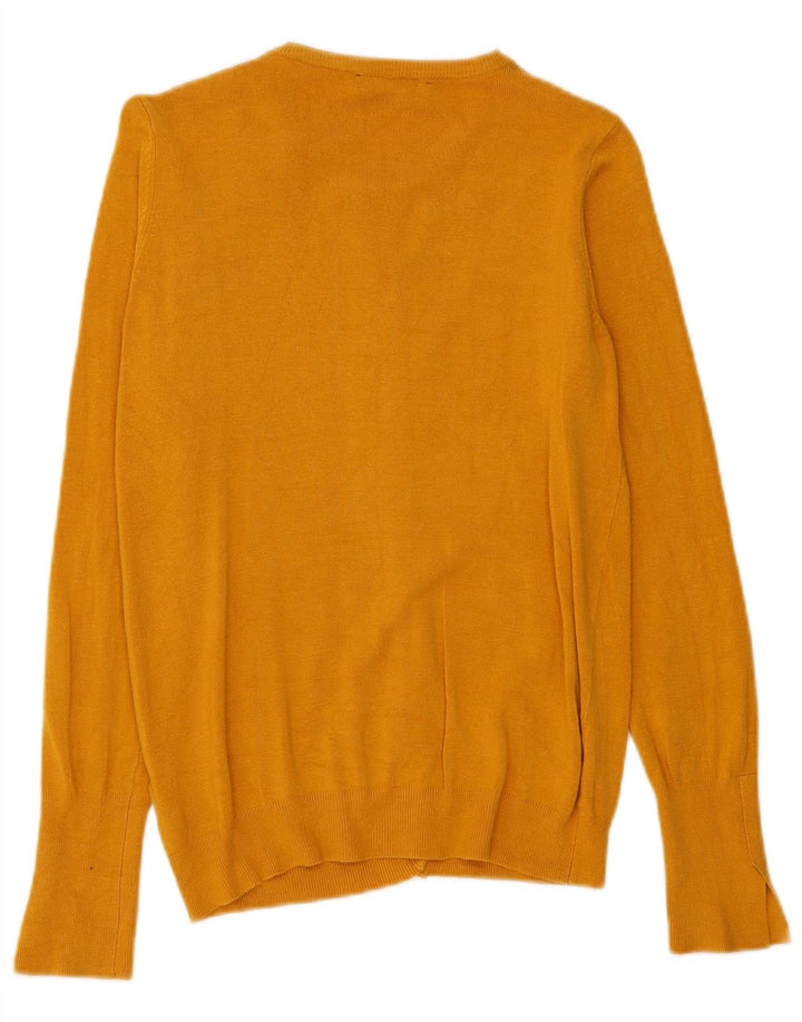 Zara Cardigan Femme Pull UK 12 Viscose Jaune Moyen