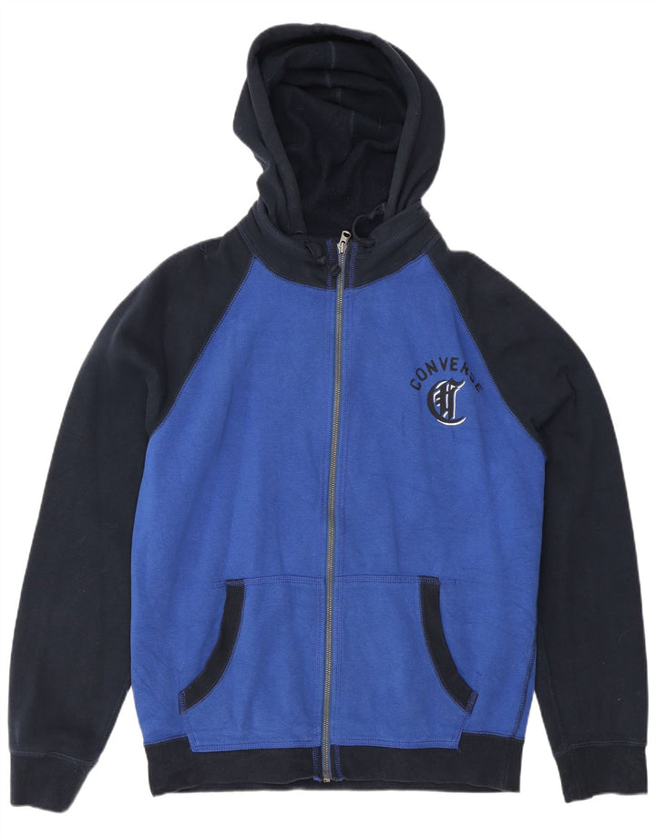 Converse Sweat à Capuche Graphique Zippé Homme Bleu Marine Moyen Colourblock