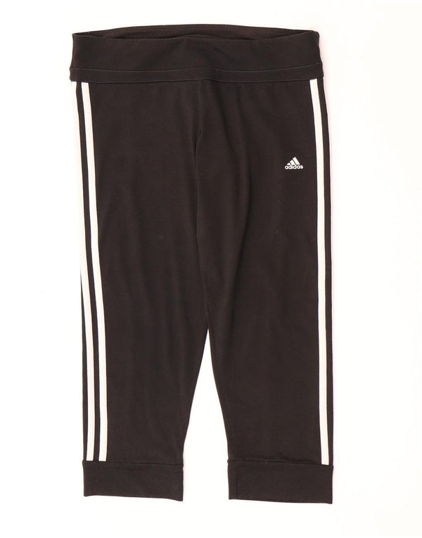 Adidas Femmes Climalite Capri Leggings UK 12/14 Moyen Noir Polyester