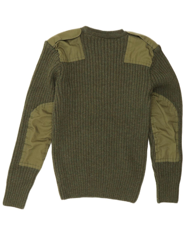 vintage Mens Military Crew Neck Jumper Pull UK 40 Moyen Vert Armée
