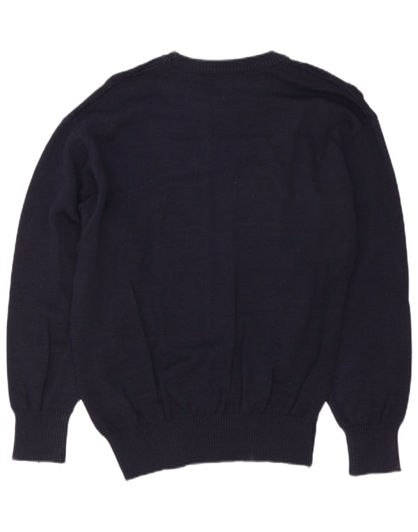 Breidhof Mens Crew Neck Jumper Sweater IT 50 Medium Navy Blue New Wool
