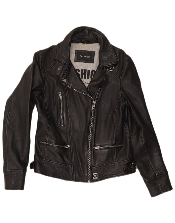 Oakwood Veste de motard en cuir pour femme UK 14 Grand cuir noir