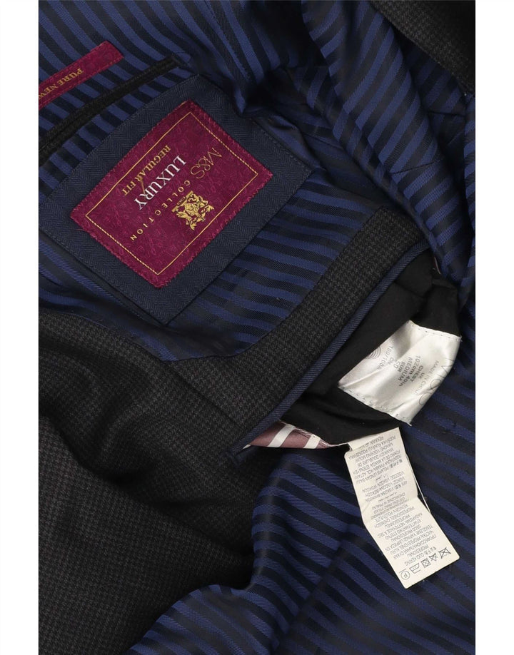 Marks & Spencer Veste blazer à 2 boutons pour homme UK 40 pied-de-poule gris moyen