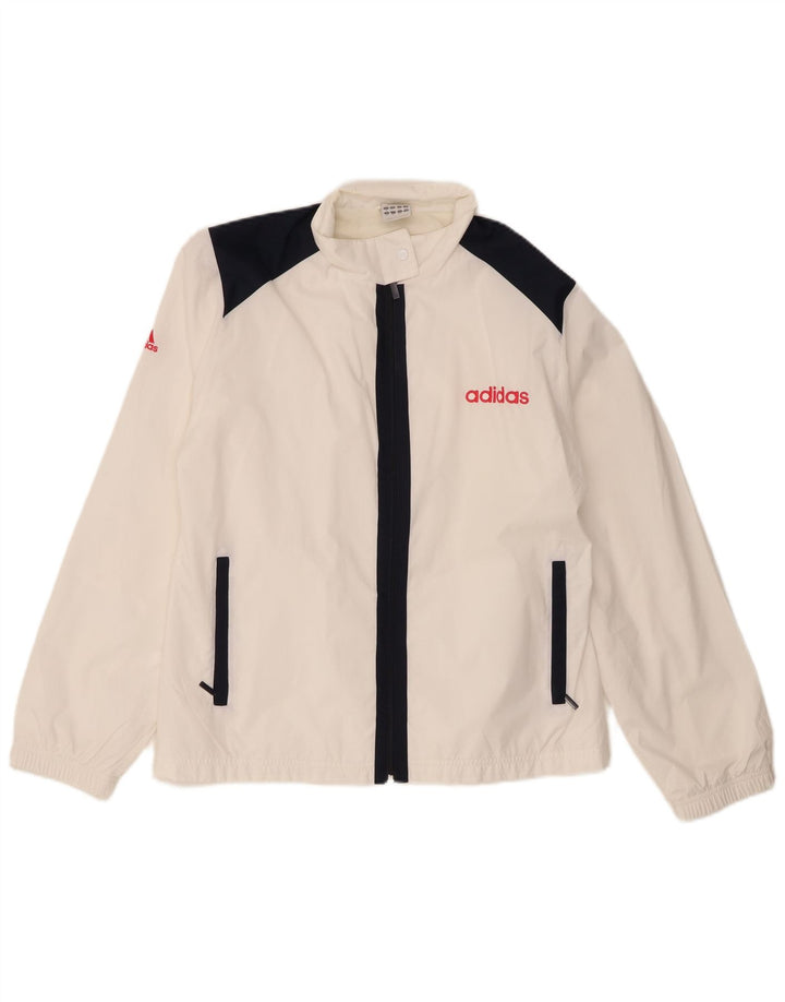Adidas Veste de survêtement pour femme UK 16 Large Blanc Colorblock Polyester