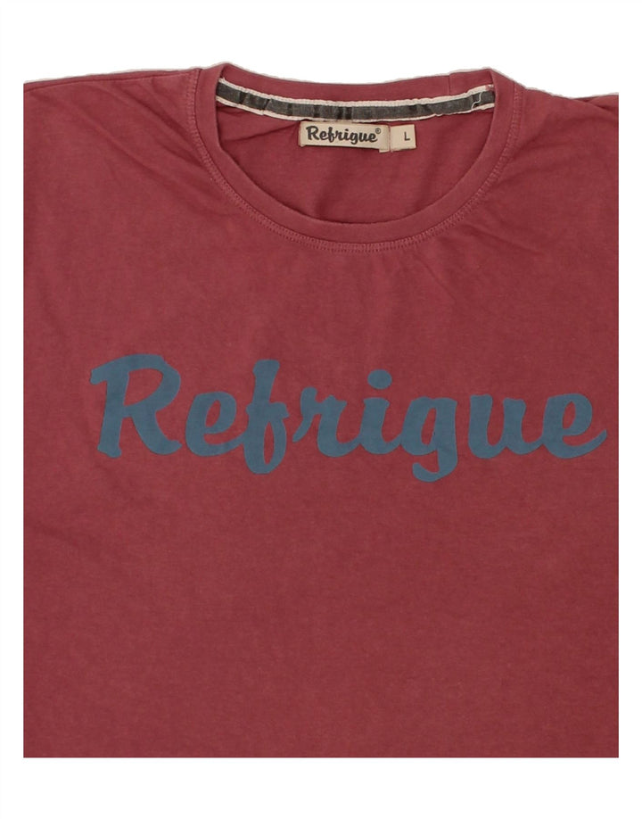 REFRIGUE Mens Graphic T-Shirt Top Large Maroon Cotton Vintage Refrigue and Second-Hand Refrigue from Messina Hembry 