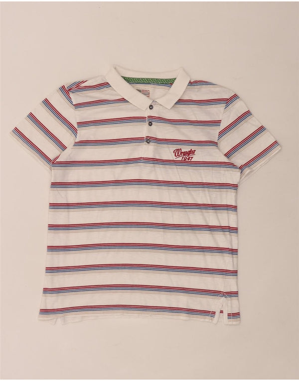 Wrangler Polo Femme UK 12 Medium Blanc Rayé