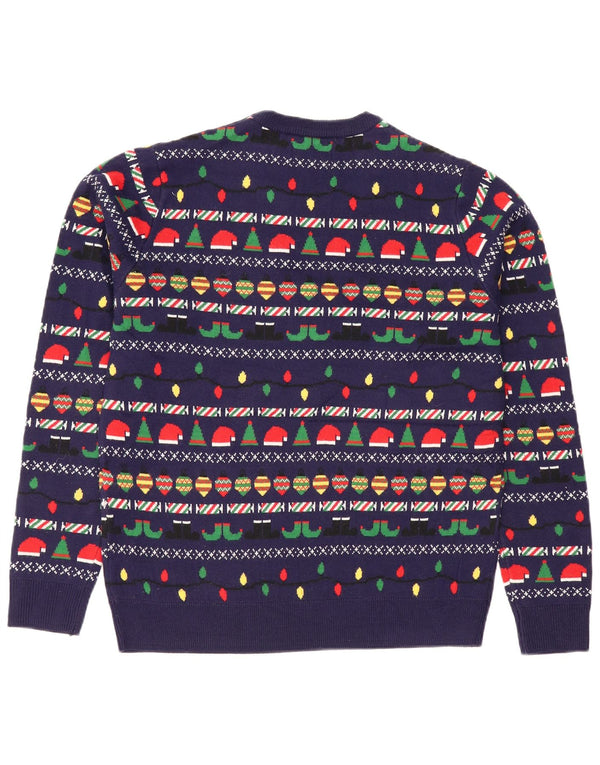 Marks & Spencer Pull à col rond pour homme Bleu marine moyen Noël