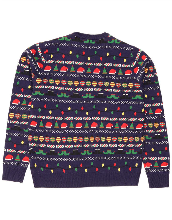 Marks & Spencer Pull à col rond pour homme Bleu marine moyen Noël
