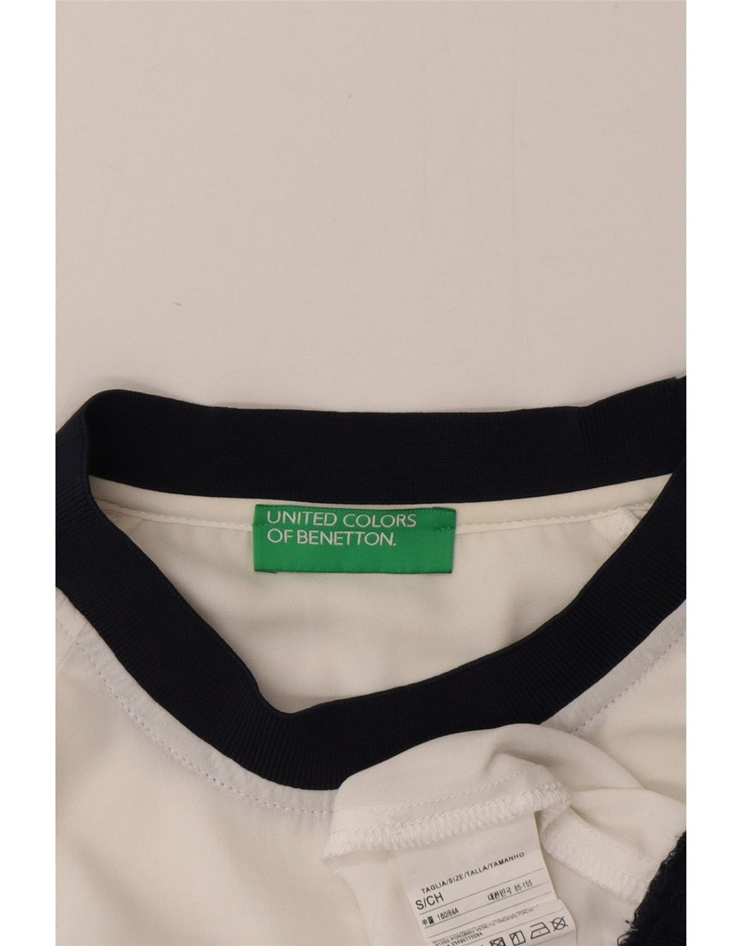Benetton Haut transparent à manches longues pour femme UK 10 Petit Blanc