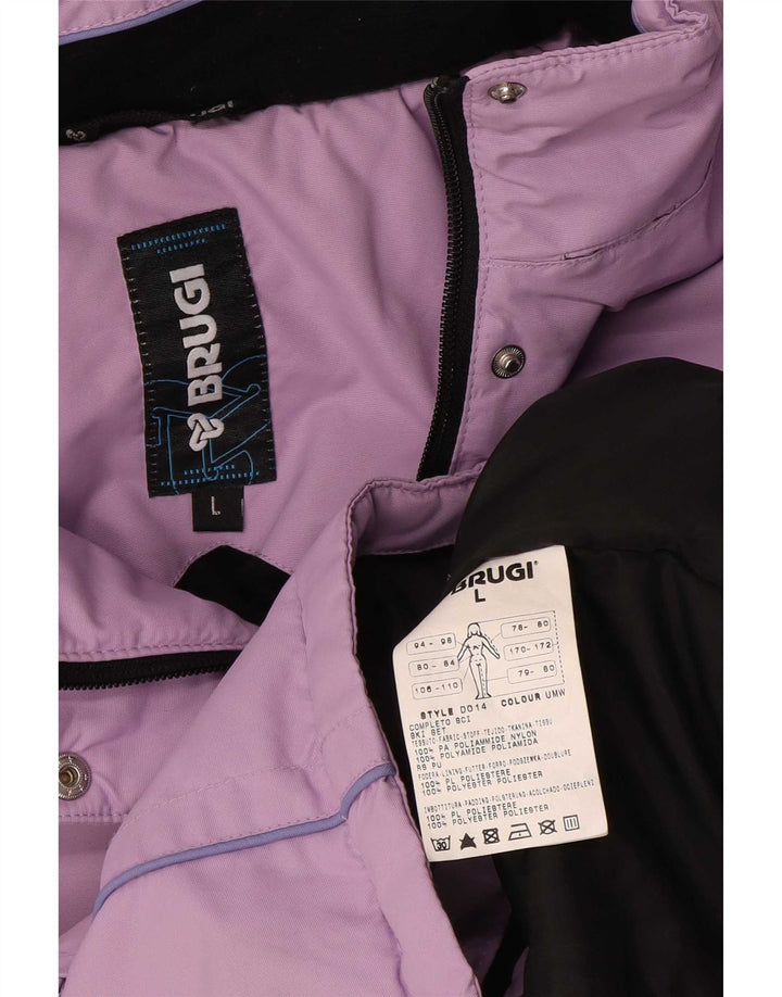 Brugi Veste de ski à capuche pour femme UK 16 Large Violet Colourblock Polyester