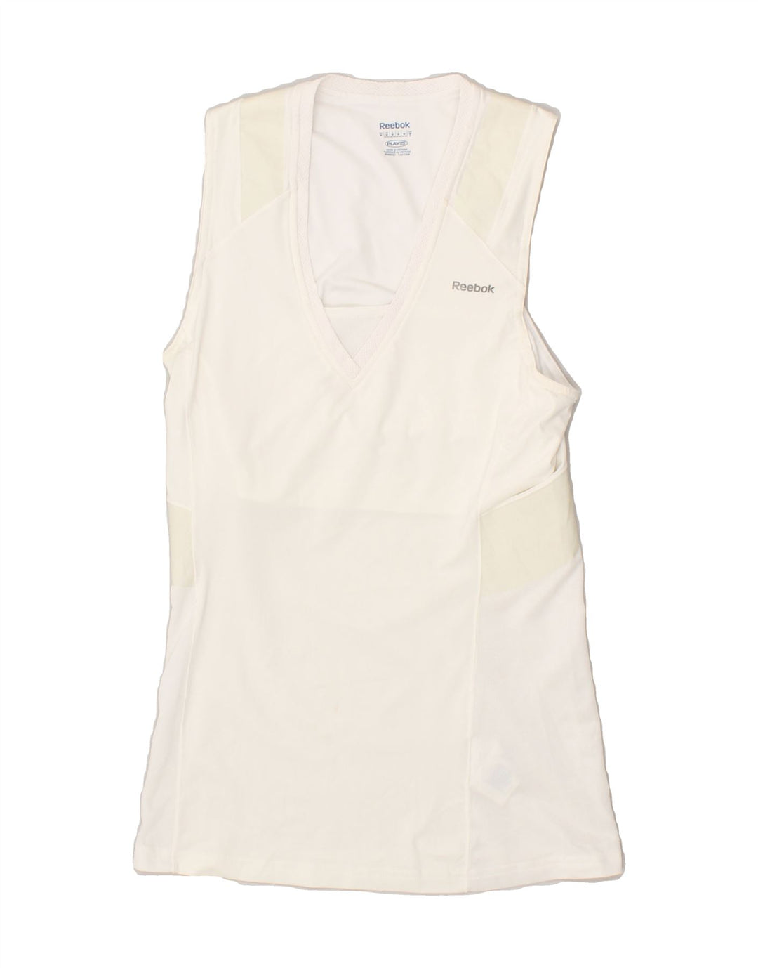 REEBOK Womens Graphic Vest Top UK 12 Medium White Polyester | Vintage Reebok | Thrift | Second-Hand Reebok | Used Clothing | Messina Hembry 