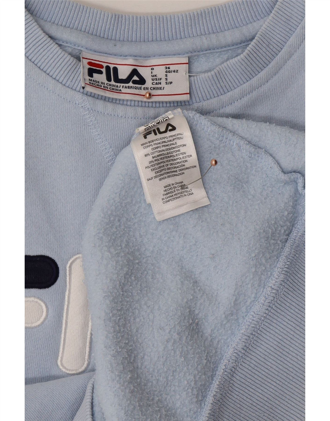 FILA Sweat-shirt surdimensionné pour femme UK 10 Petit Bleu Colorblock