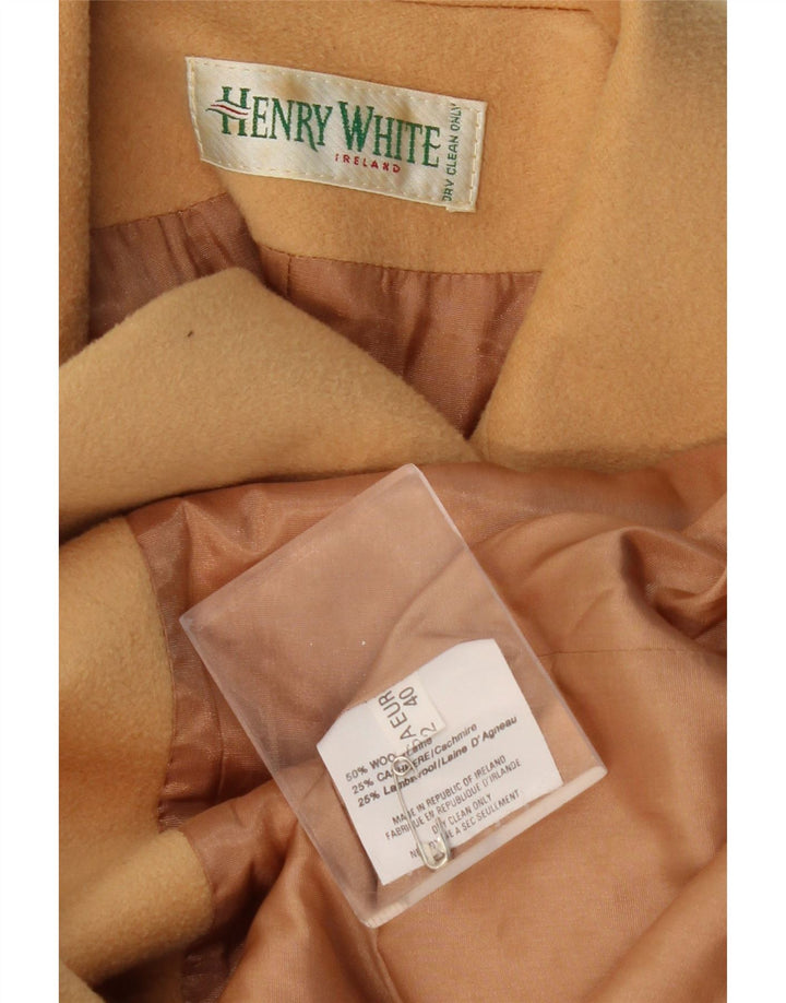 HENRY WHITE Veste Blazer 3 Boutons Femme UK 14 Grande Laine Beige