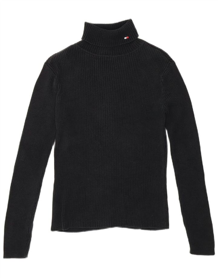 TOMMY HILFIGER Pull col roulé pour femme UK 8 Small Noir Coton