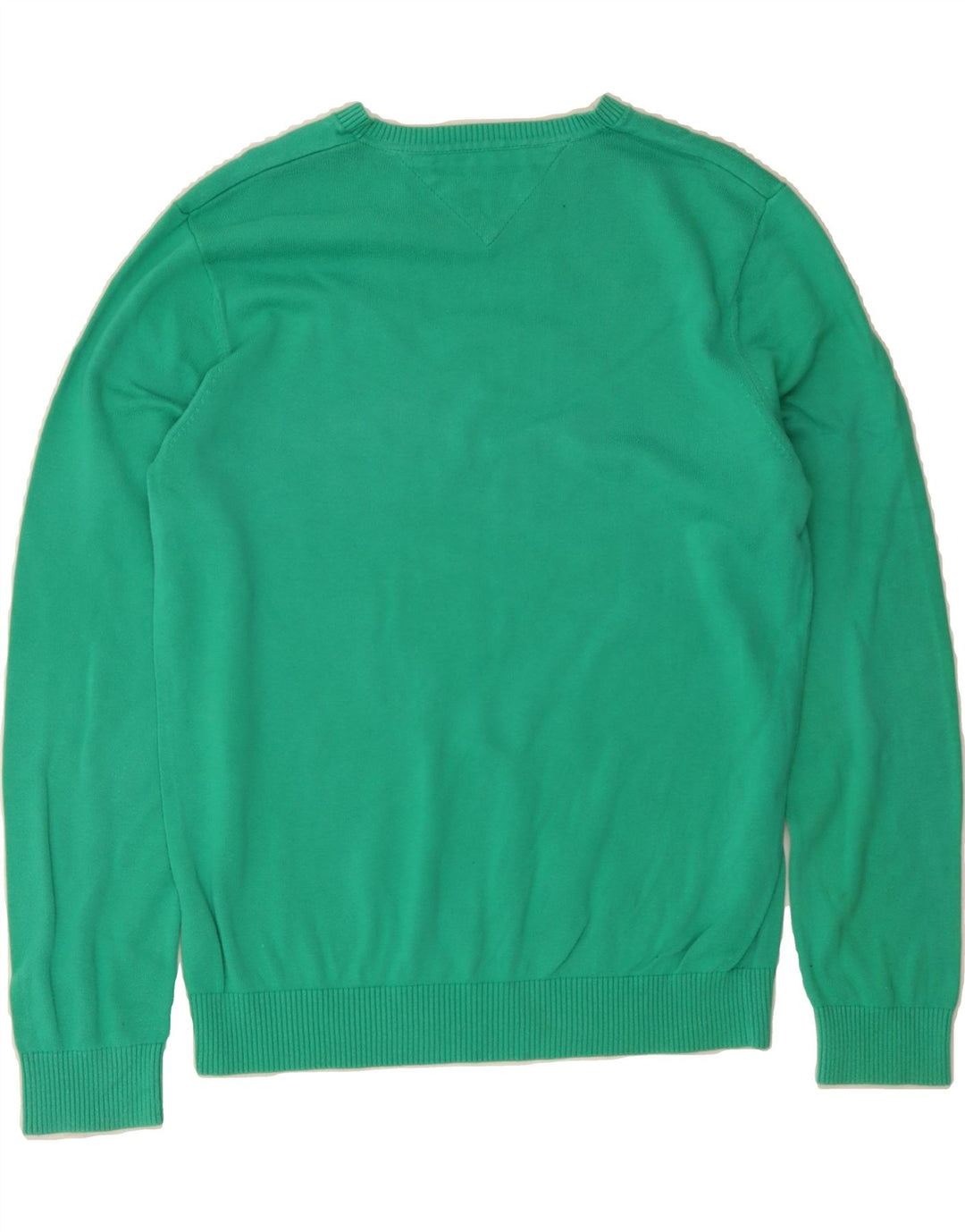 TOMMY HILFIGER Mens V-Neck Jumper Sweater Medium Green Cotton Vintage Tommy Hilfiger and Second-Hand Tommy Hilfiger from Messina Hembry 