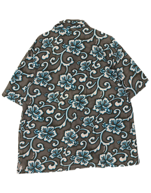 Rip Curl Chemise à manches courtes pour hommes Grand coton floral gris hawaïen