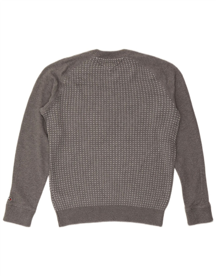 Tommy Hilfiger Pull Ras du Cou Homme Gris Moyen Coton Géométrique