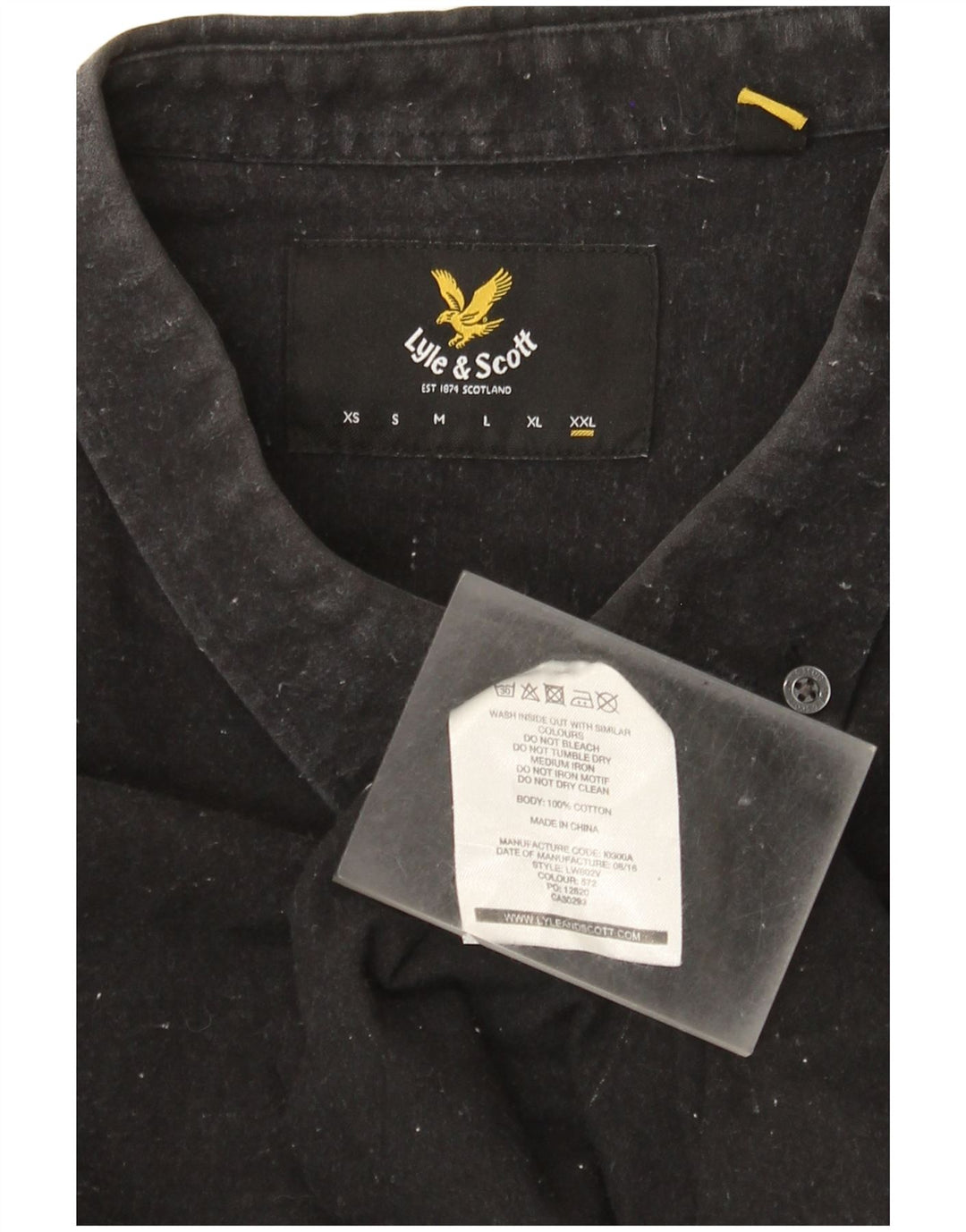 Lyle & Scott Chemise Homme 2XL Coton Moucheté Noir