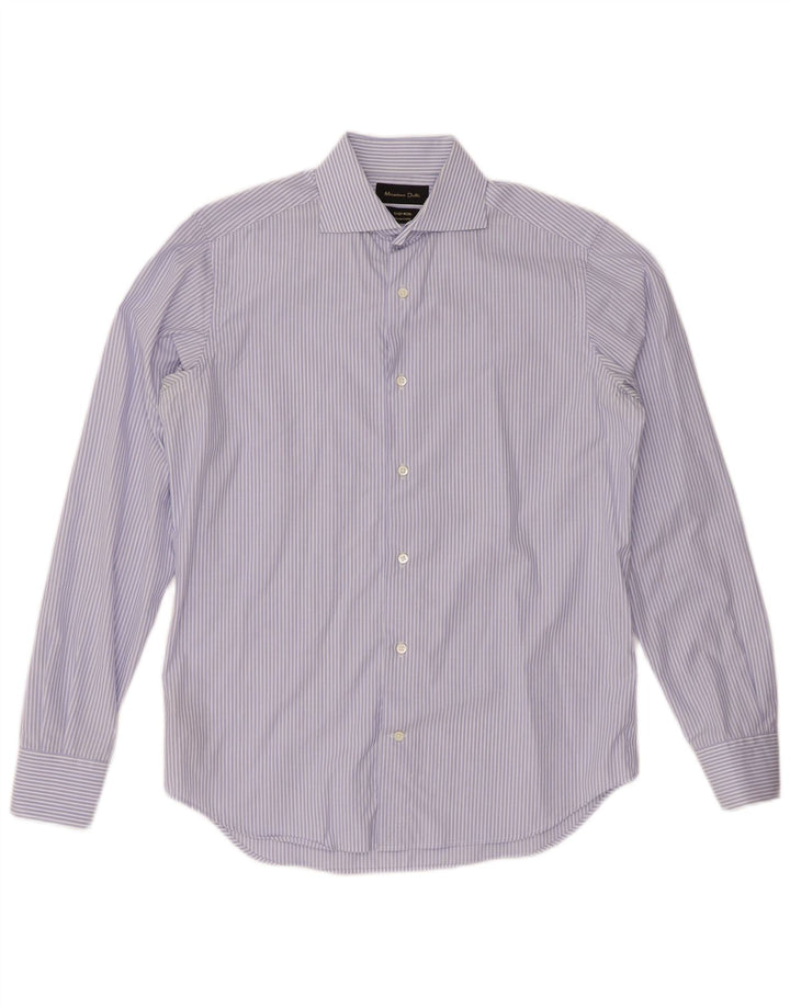 MASSIMO DUTTI Chemise homme Taille 15 38 Coton à fines rayures bleu moyen