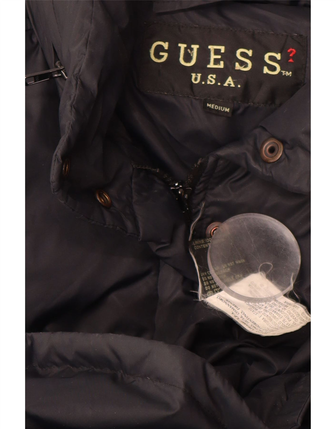 GUESS Manteau rembourré pour femme UK 14 Medium Noir Nylon