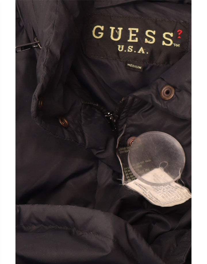 GUESS Manteau rembourré pour femme UK 14 Medium Noir Nylon