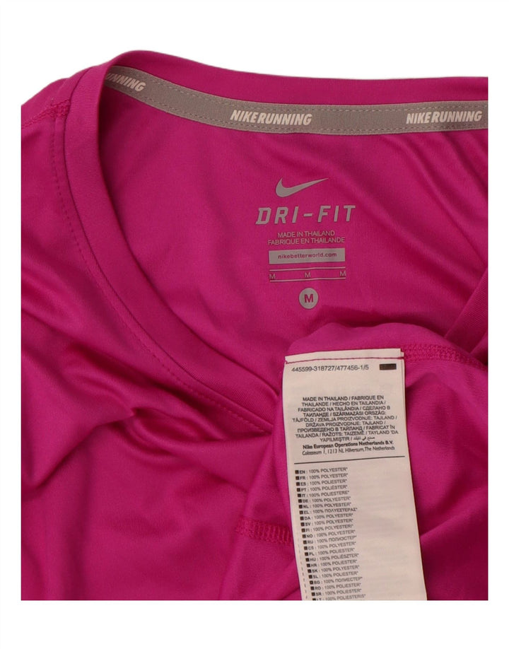 Nike Haut Dri Fit Femme Manches Longues UK 14 Medium Rose Polyester