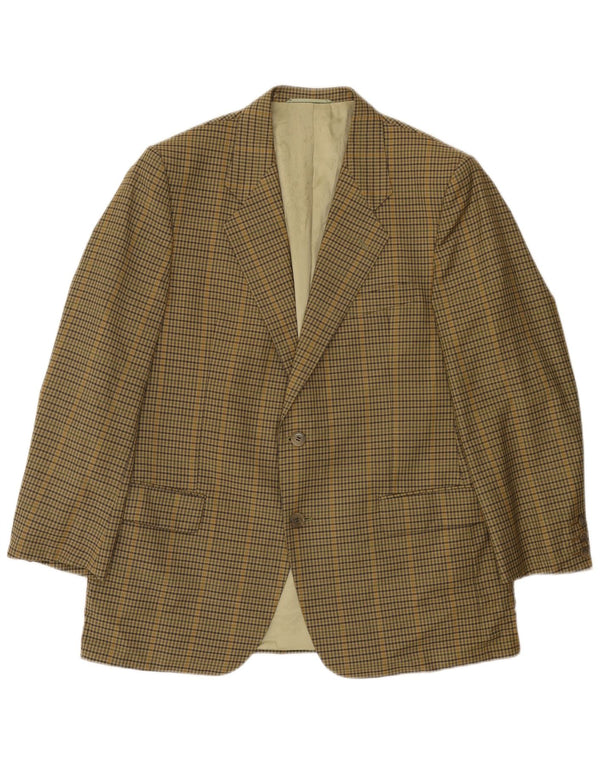 vintage Mens 2 Bouton Blazer Veste UK 38 Moyen Kaki Check