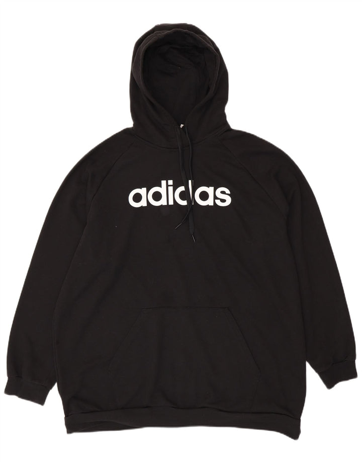 ADIDAS Pull à capuche graphique pour femme UK 24/26 2XL Coton noir