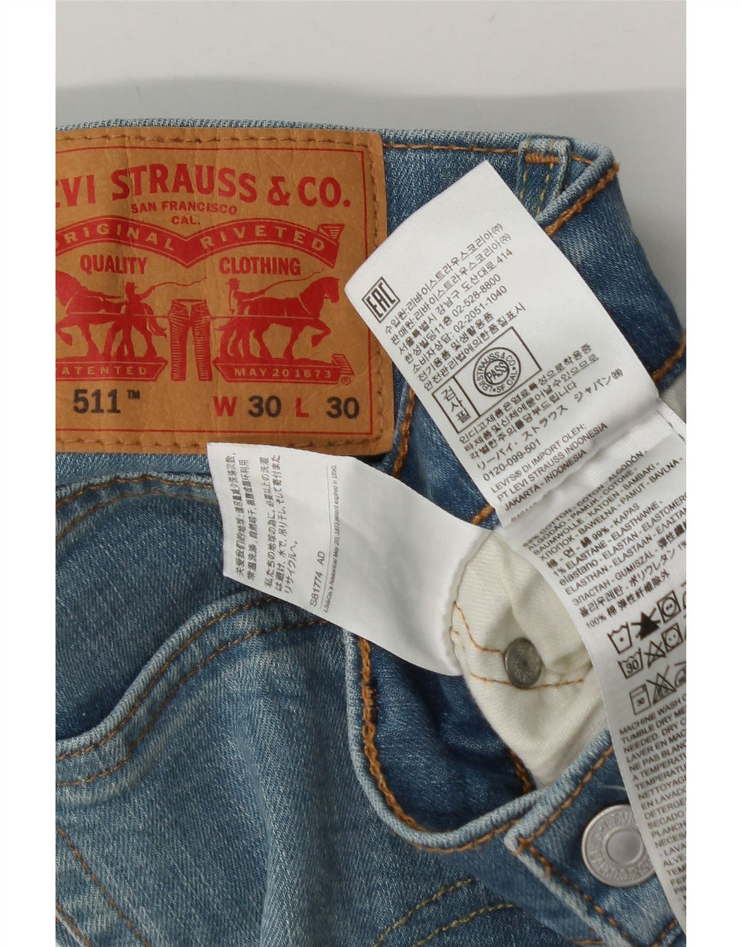 Levi's Jean Slim 511 Homme W30 L26 Bleu Coton