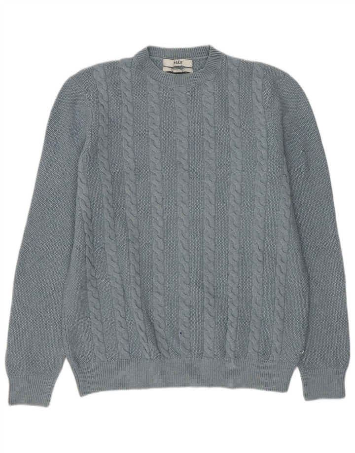 Marks & Spencer Pull col rond homme bleu moyen polyester