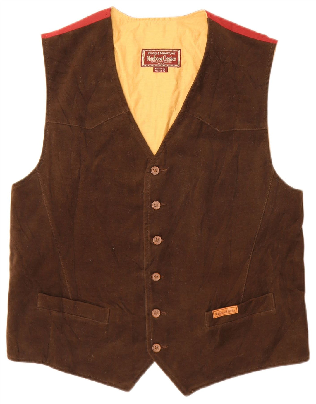 MARLBORO CLASSICS Gilet Homme EU 50 Coton Marron Moyen