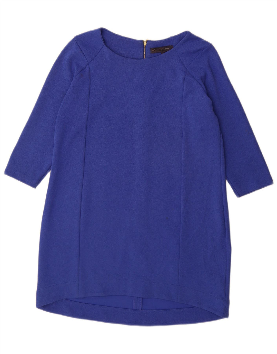 Marks & Spencer Robe droite à manches 3/4 pour femme Bleu moyen UK 12