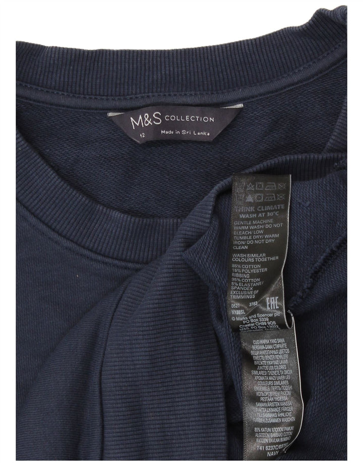 Marks & Spencer Sweat-shirt pour femme UK 12 Bleu marine moyen Coton