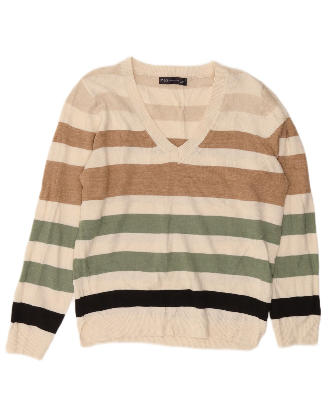 Marks & Spencer Pull col V pour homme Petit rayé multicolore