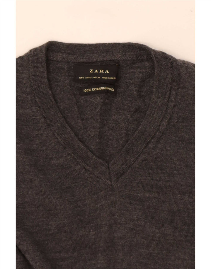 Zara Pull col V Homme Petit Gris Laine