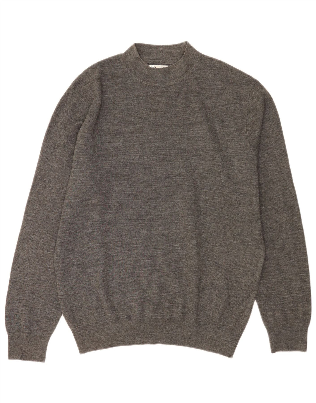 Zara Pull Col Roulé Homme Gris Moyen Acrylique