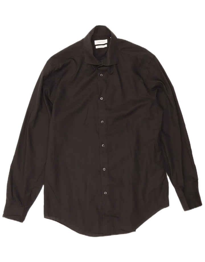 Calvin Klein Chemise slim fit pour homme Taille 15 1/2 Coton noir moyen