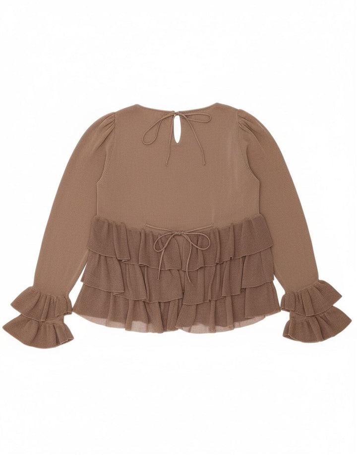 Zara Chemisier surdimensionné à manches longues pour femme UK 10 Small Marron Colorblock