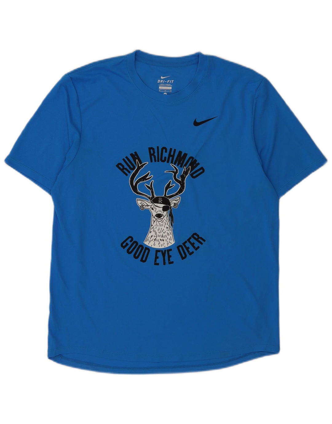 Nike Homme Dri Fit Graphic T-Shirt Haut Bleu Moyen Polyester
