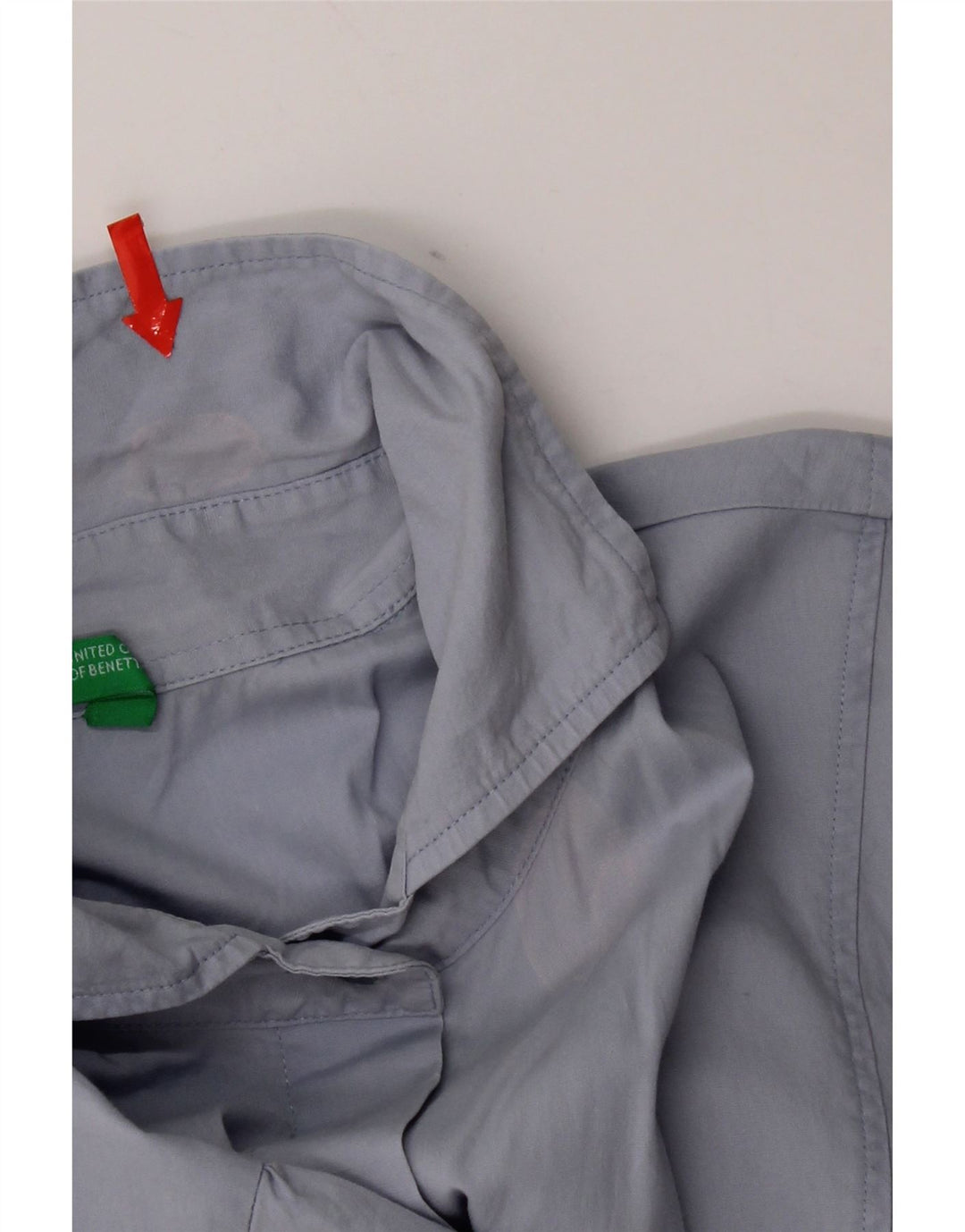 Benetton Chemise à manches courtes pour femme UK 12 Bleu moyen