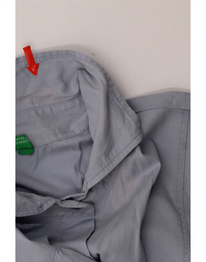 Benetton Chemise à manches courtes pour femme UK 12 Bleu moyen