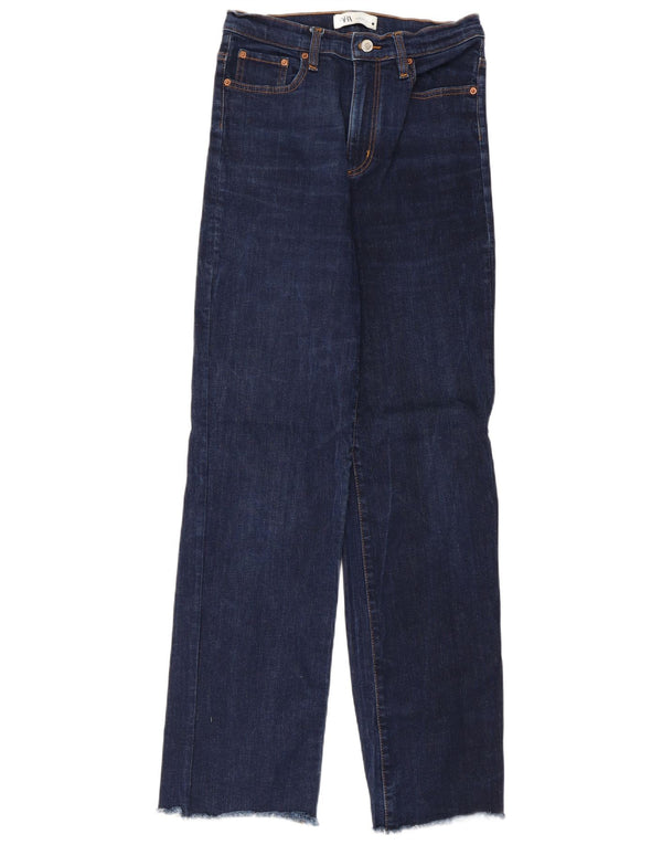 Zara Jean ample taille haute pour femme EU 38 Small W28 L31 Bleu marine