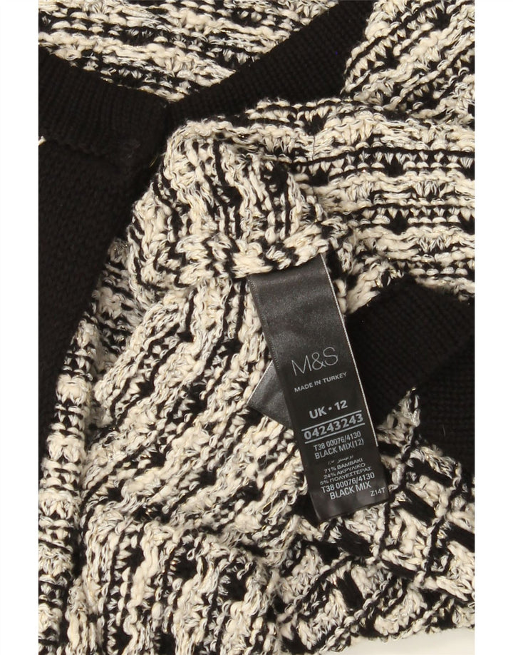 Marks & Spencer Cardigan pour femme en coton à carreaux noir moyen UK 12