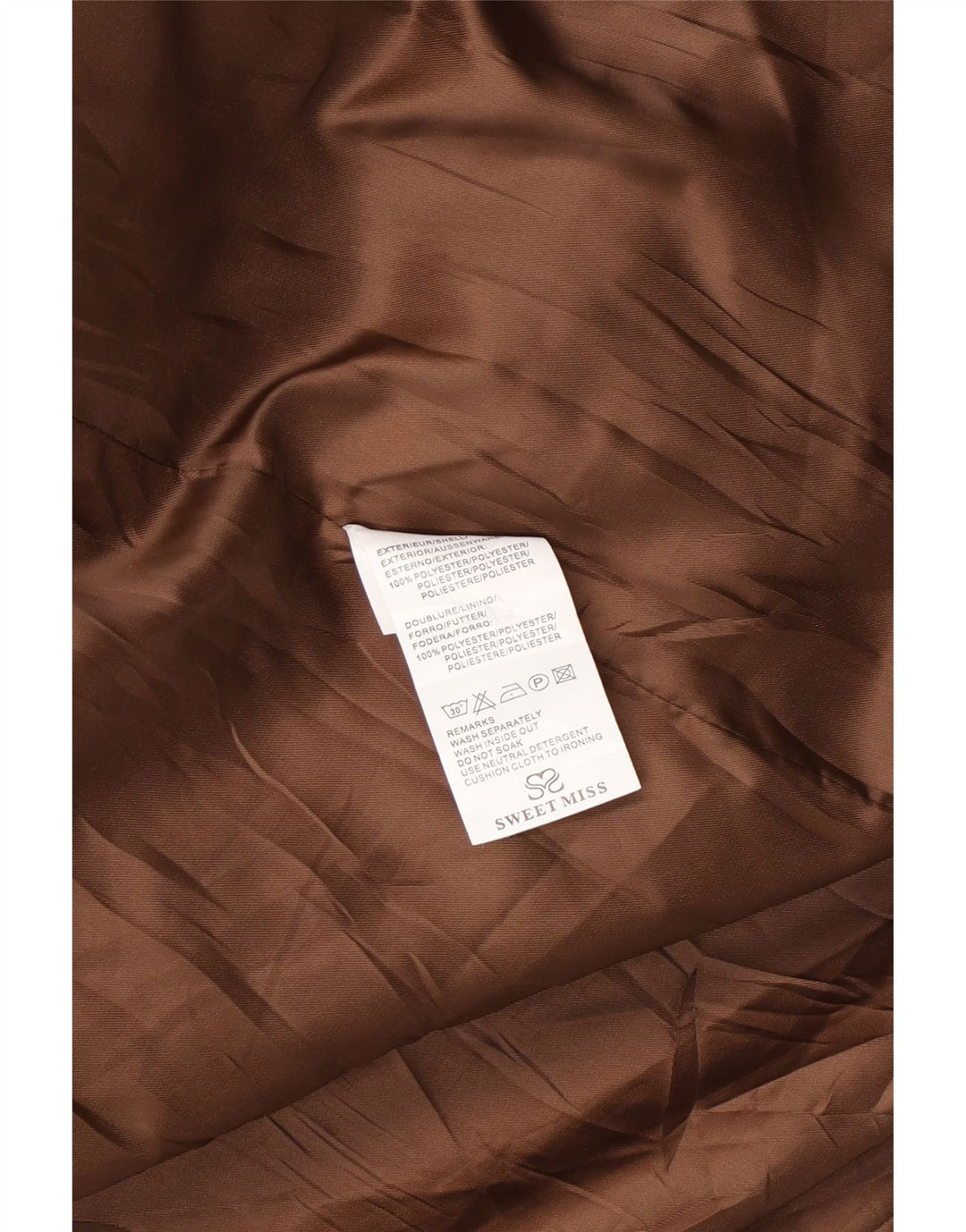 SWEET MISS Manteau croisé pour femme UK 14 Polyester à carreaux marron moyen